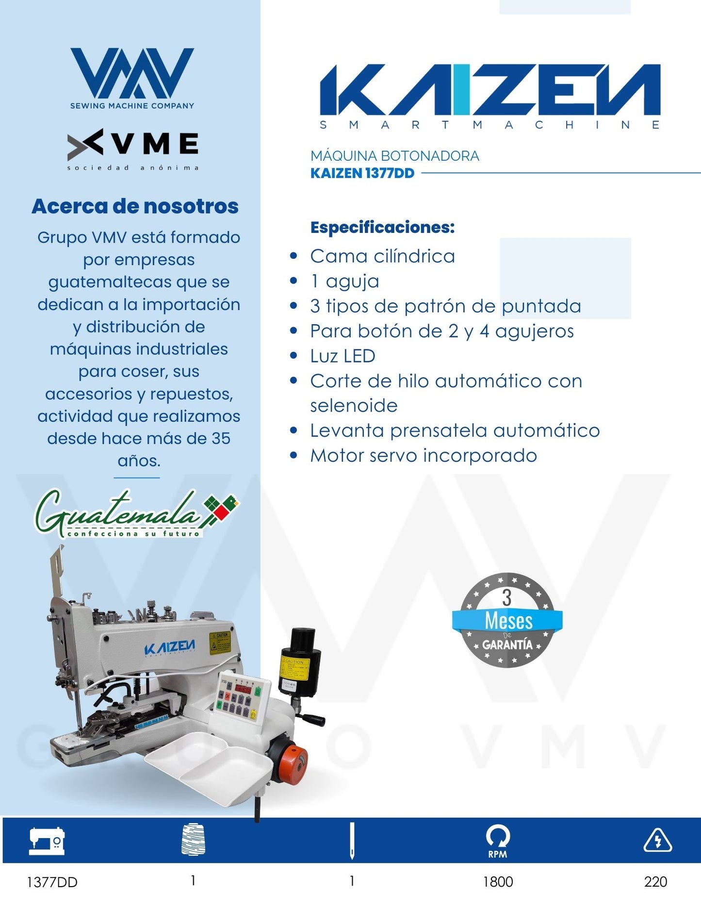 MÁQUINA BOTONADORA KAIZEN 1377DD