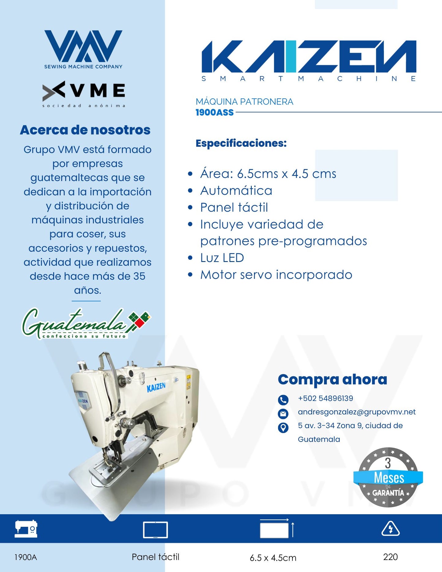 MÁQUINA DE COSER PATRONERA KAIZEN 1900ASS