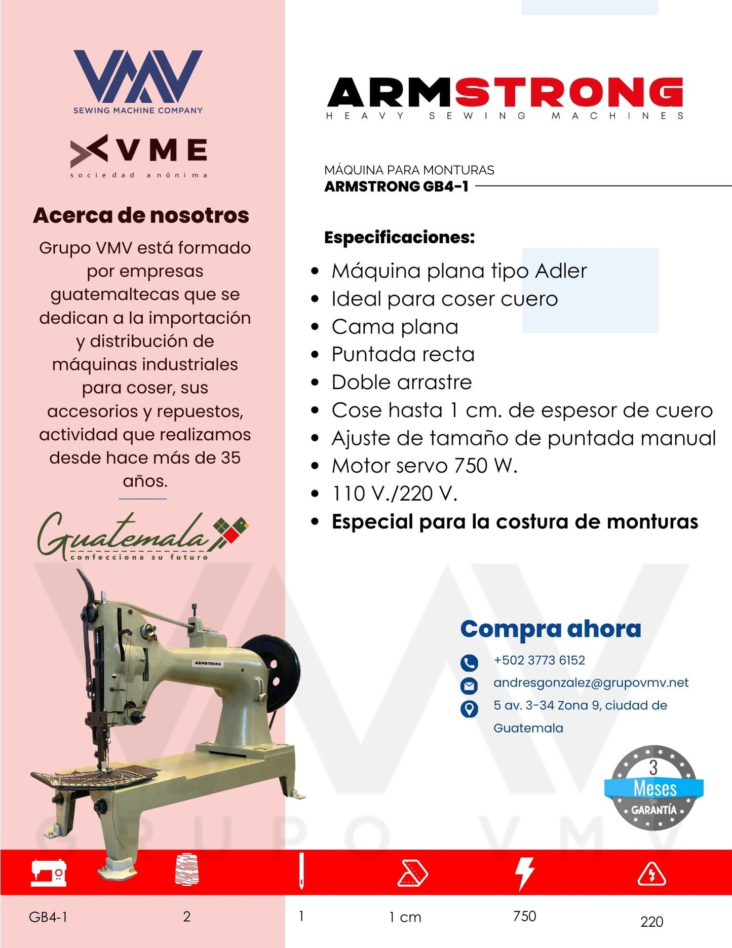 MÁQUINA DE COSER PARA MONTURAS ARMSTRONG GB4-1