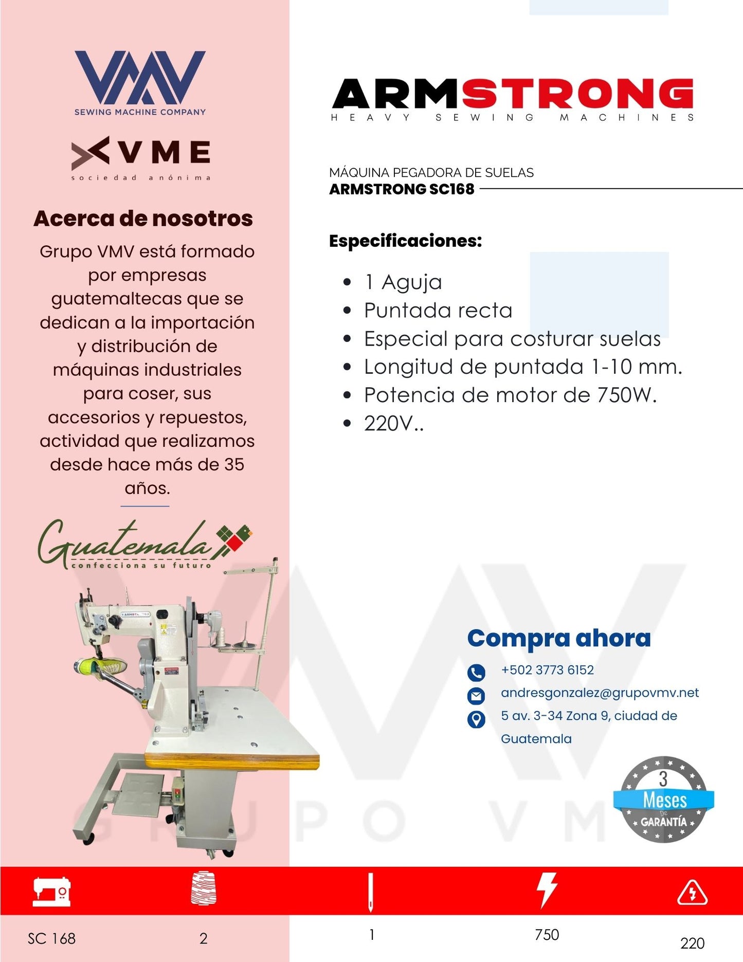 MÁQUINA DE COSER PEGADORA DE SUELAS ARMSTRONG SC168