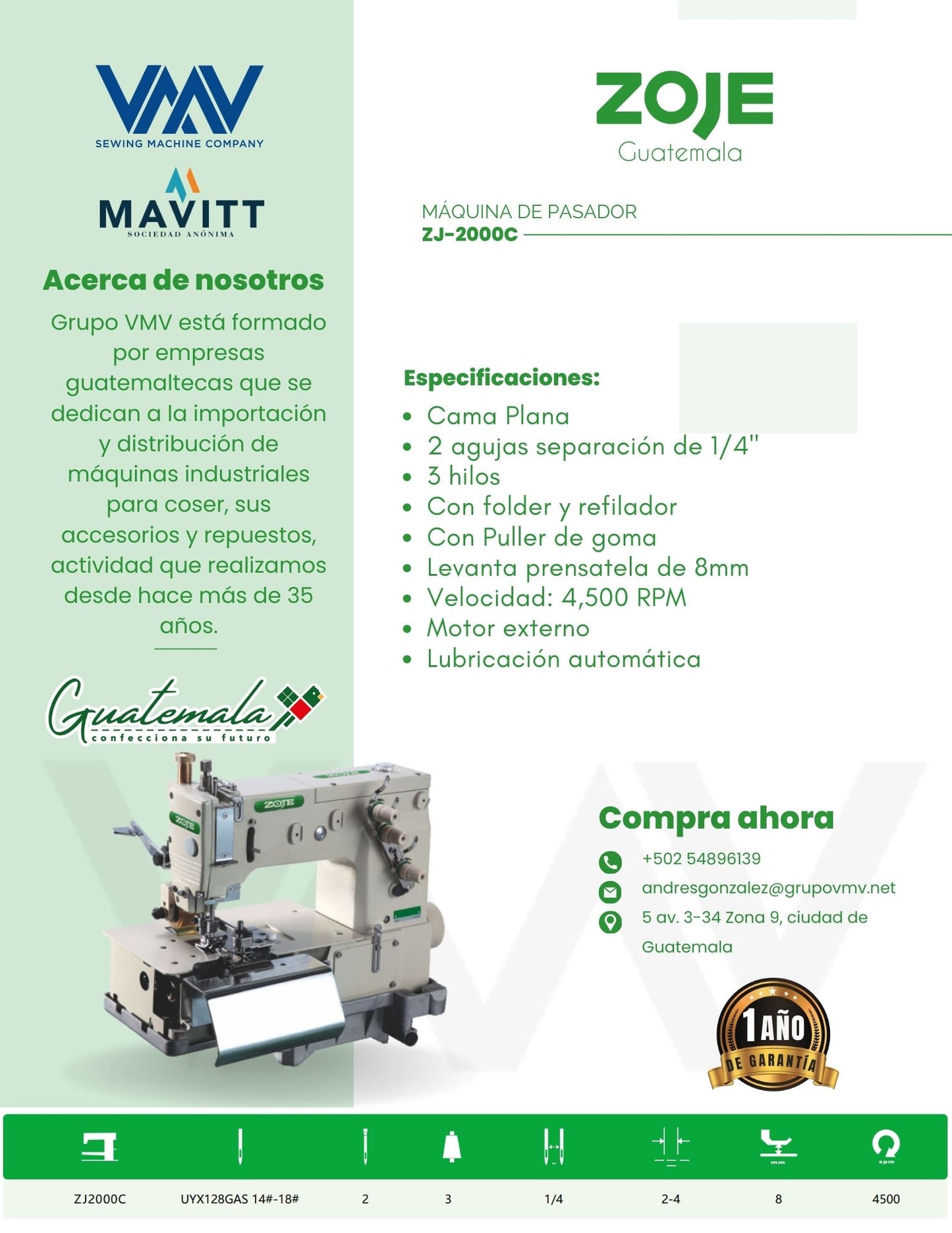 MÁQUINA DE PASADOR ZOJE ZJ-2000C