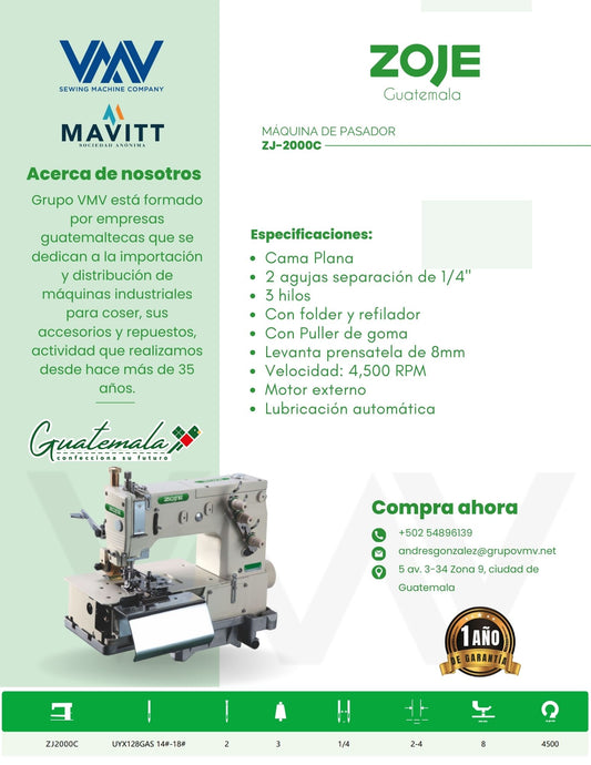 MÁQUINA DE PASADOR ZOJE ZJ-2000C