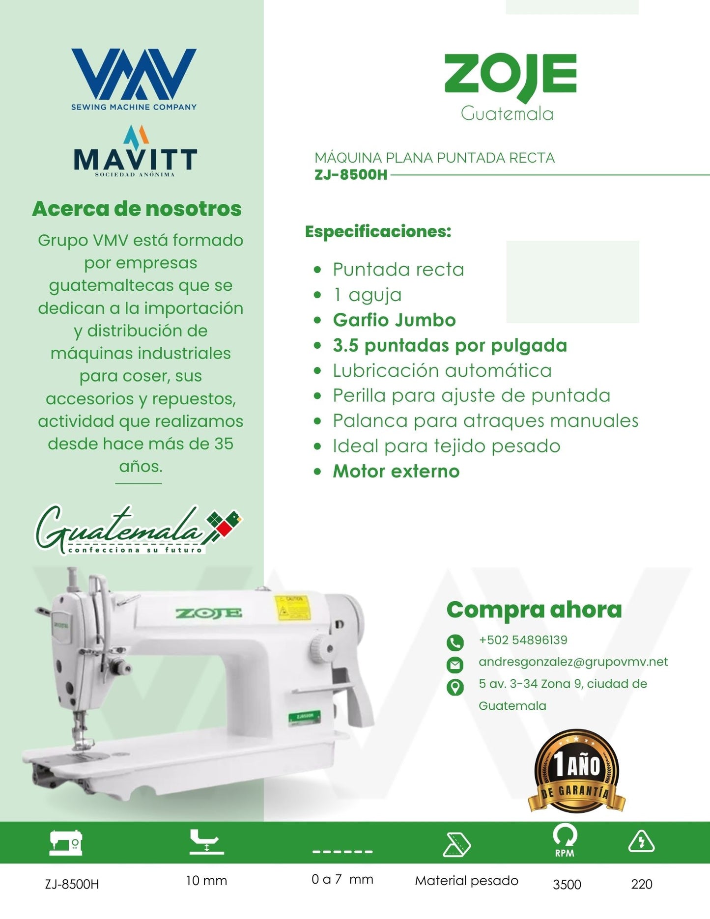 MÁQUINA DE COSER ZOJE ZJ-8500H