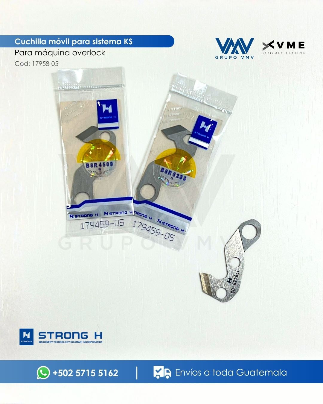 Cuchilla Móvil para sistema KS de máquina de coser overlock