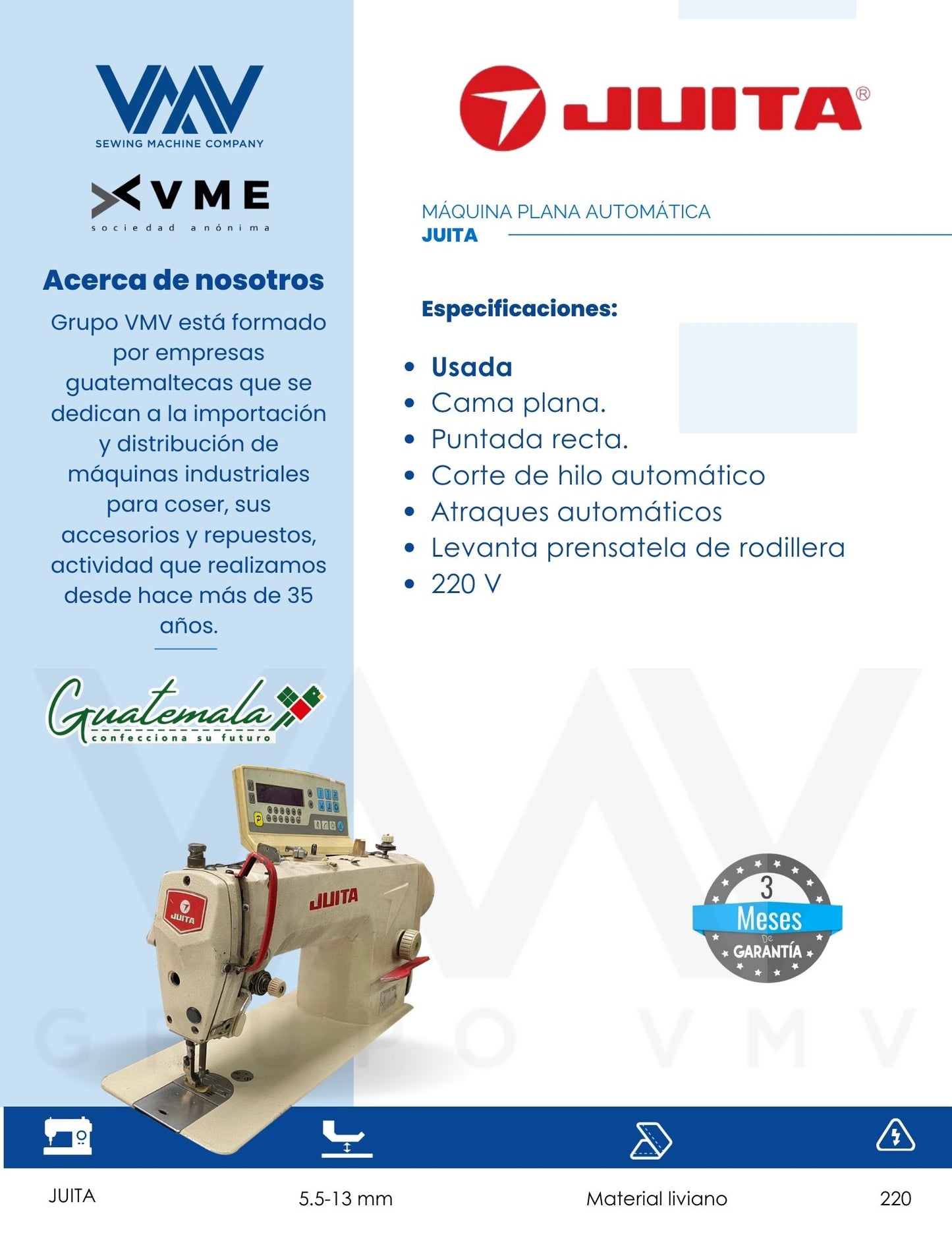 MÁQUINA PLANA AUTOMÁTICA MARCA JUITA USADA