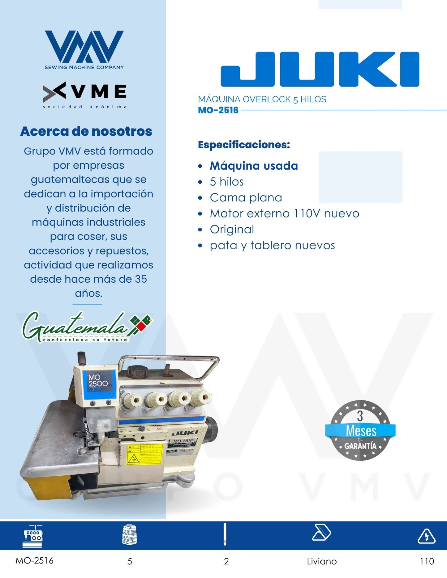 MÁQUINA OVERLOCK 5 HILOS JUKI MO-2516