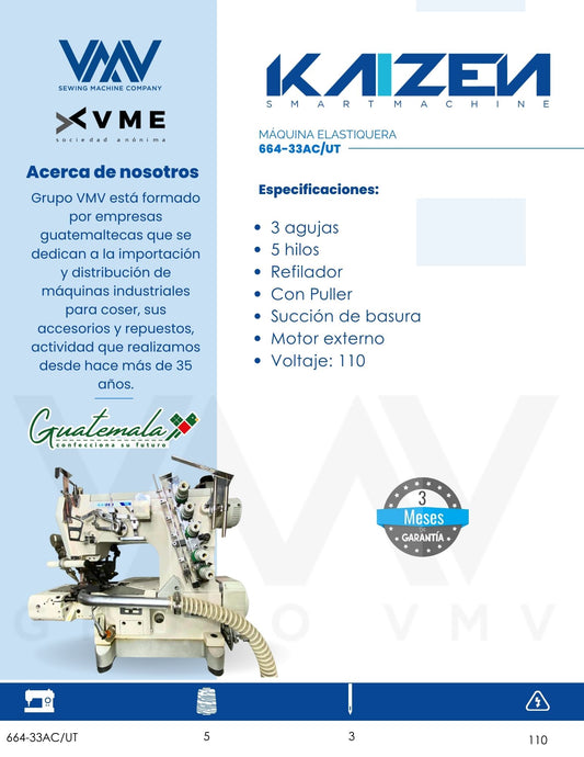 Máquina de coser Elastiquera Kaizen 664-33AC/UT
