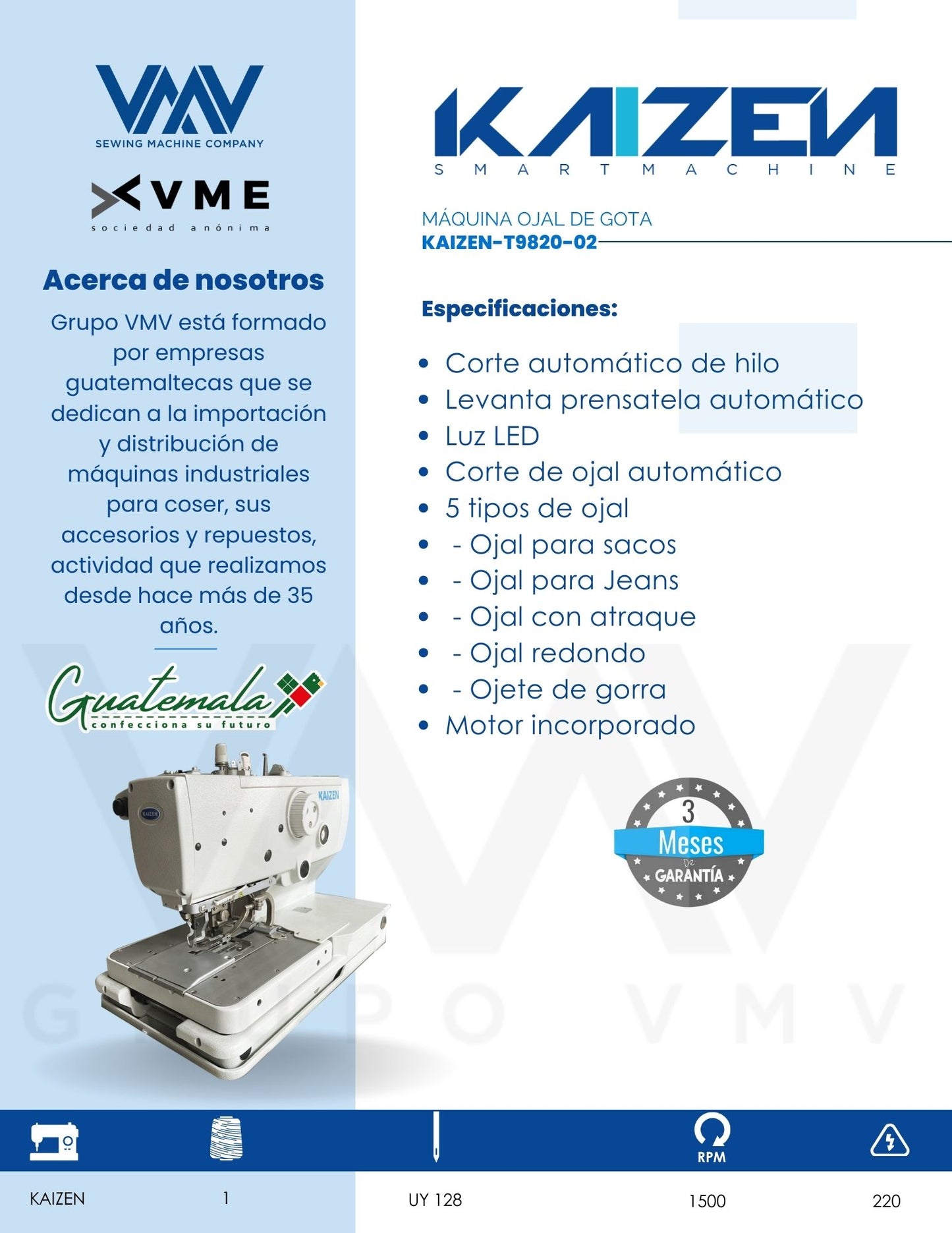 MÁQUINA OJAL DE GOTA KAIZEN-T9820-02