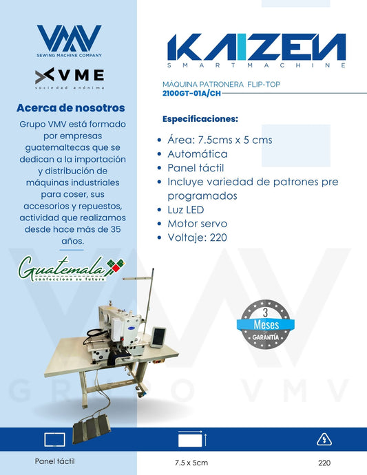 MÁQUINA DE COSER PATRONERA  FLIP-TOP KAIZEN 2100GT-01A/CH