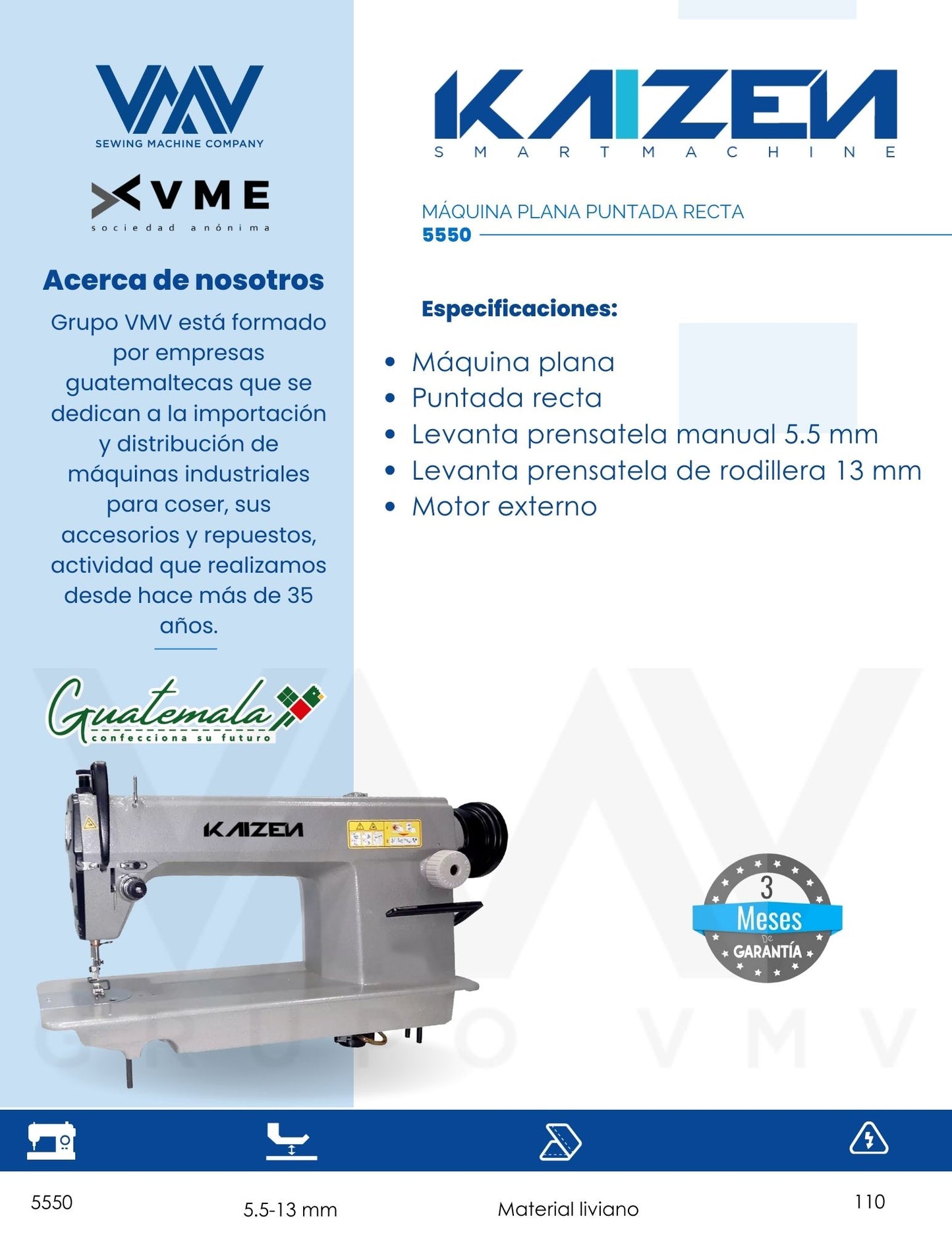 MÁQUINA DE COSER PLANA PUNTADA RECTA KAIZEN 5550