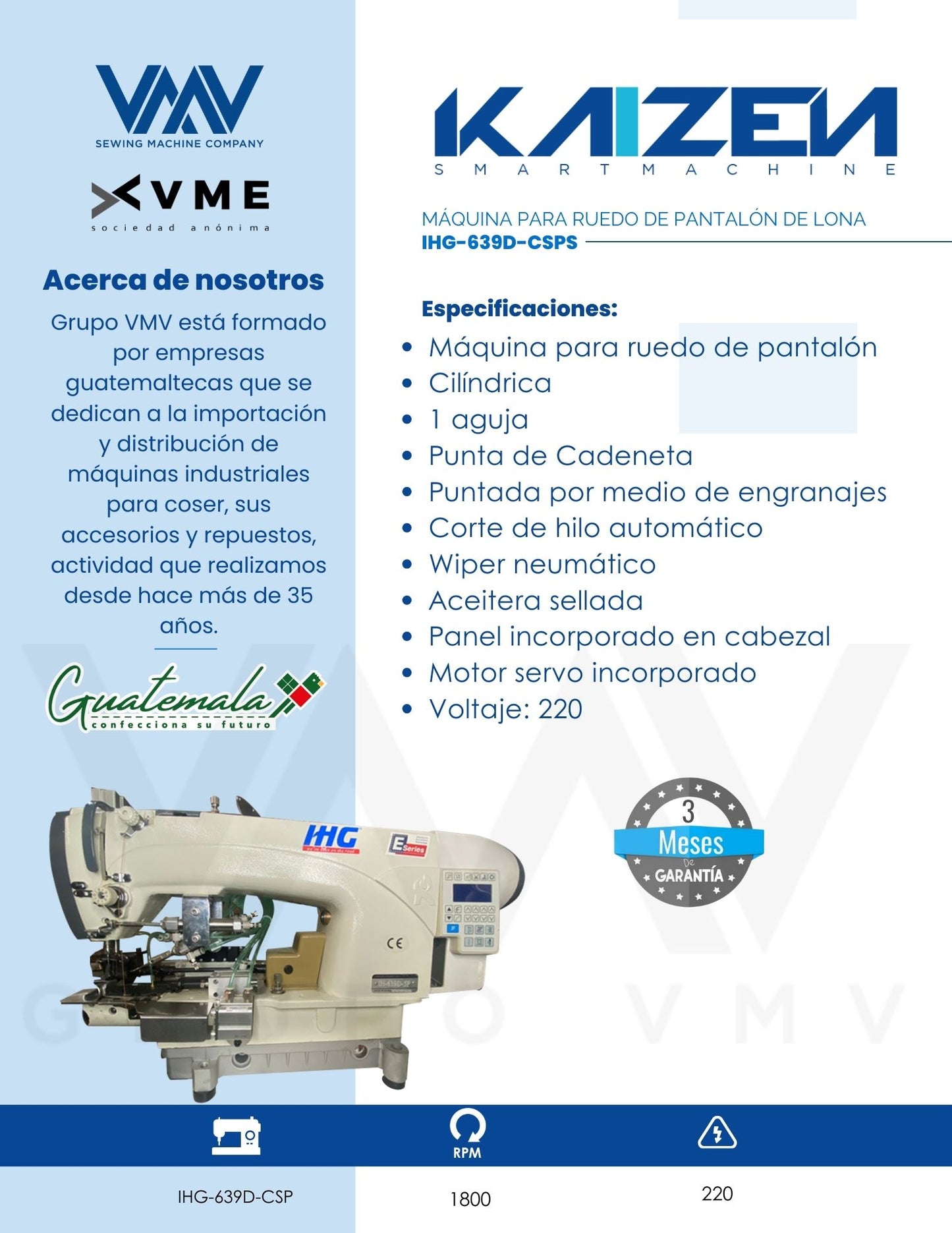 MÁQUINA DE COSER PARA RUEDO DE PANTALÓN DE LONA IHG-639D-CSPS