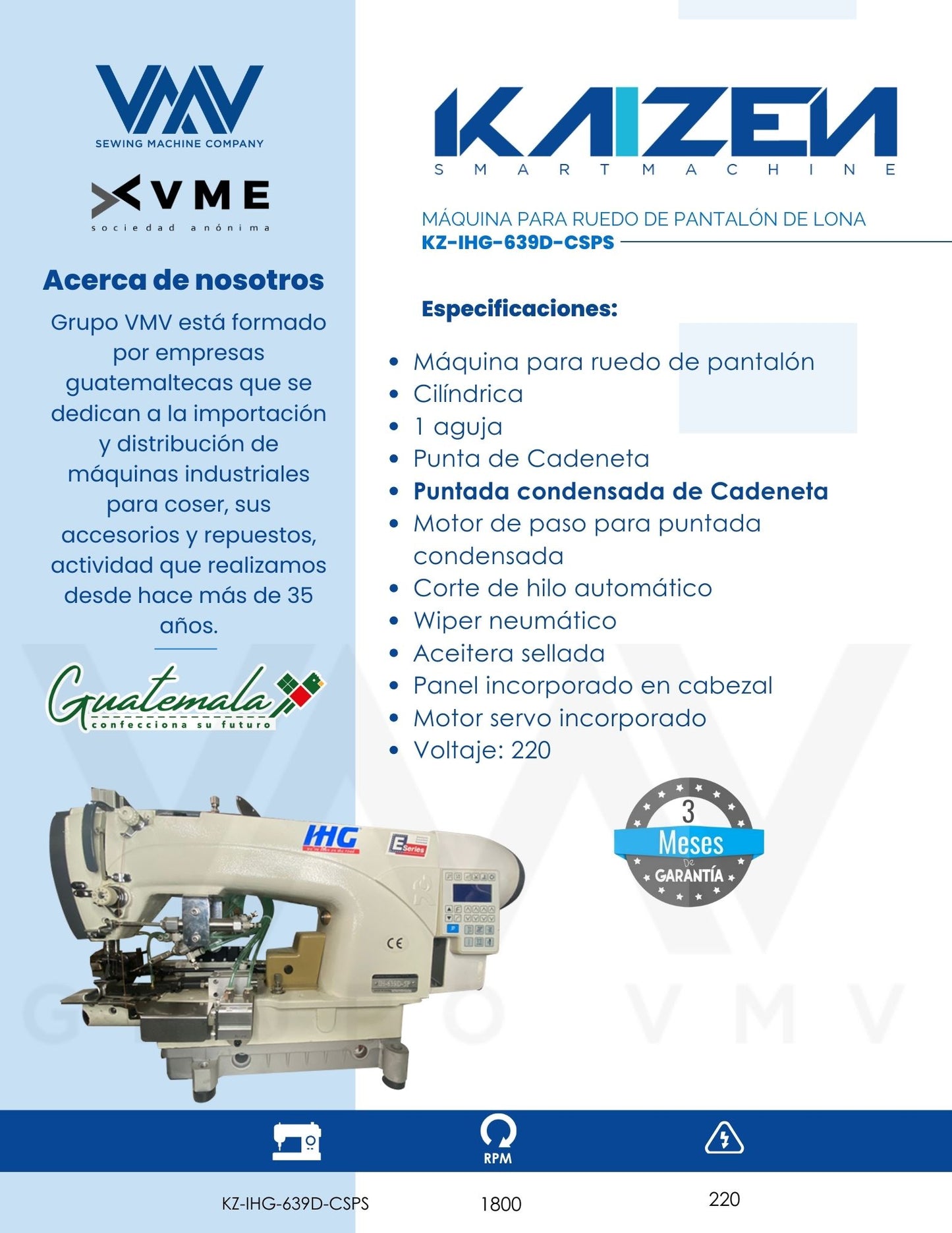 MÁQUINA DE COSER PARA RUEDO DE PANTALÓN DE LONA KZ-IHG-639D-CSPS