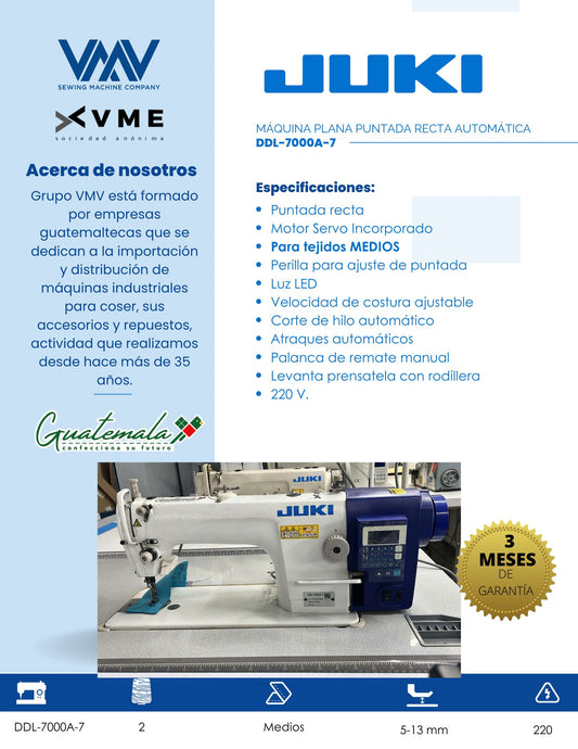 Máquina de coser plana puntada recta para tejidos Medios Juki 7000A-7