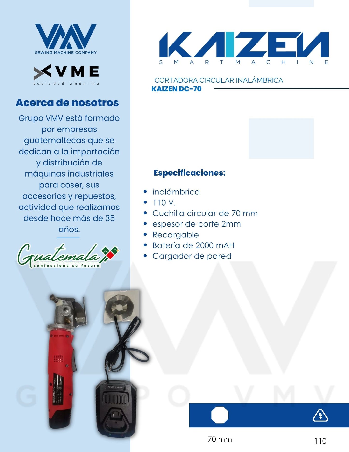 CORTADORA CIRCULAR INALÁMBRICA KAIZEN DC-70