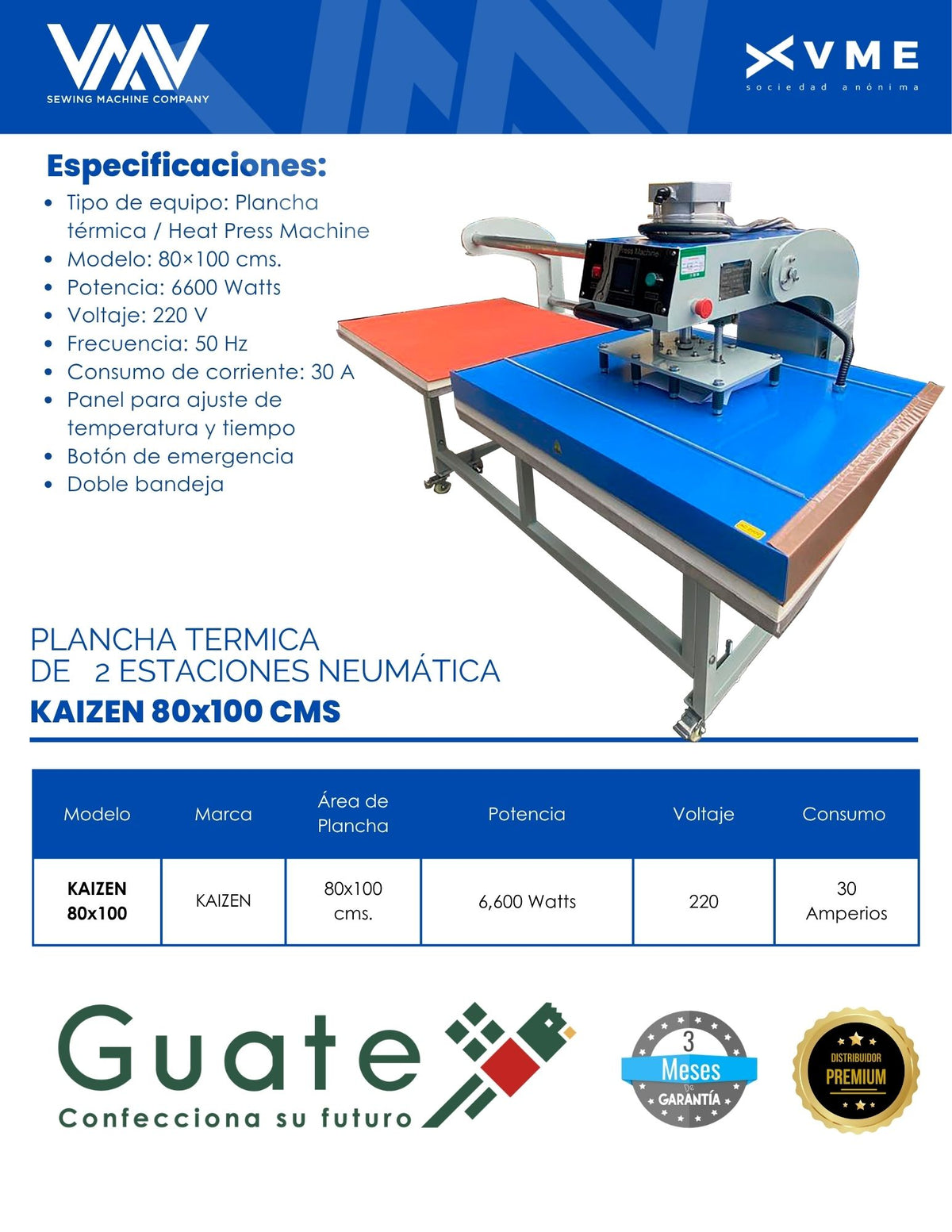 PLANCHA NEUMÁTICA PARA SUBLIMAR  DOBLE ESTACIÓN  100X80 CMS.