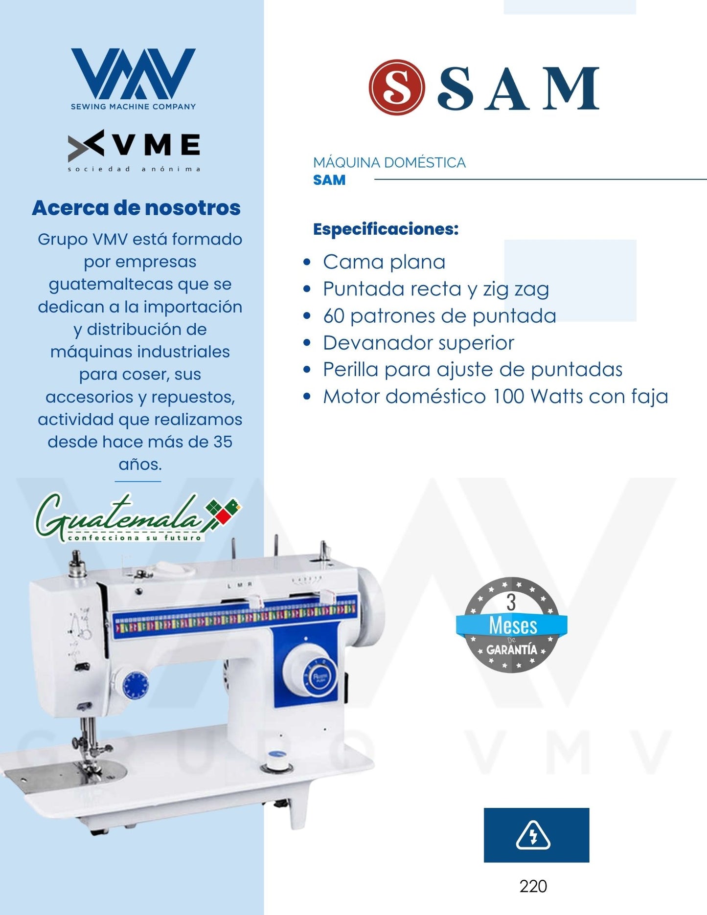 MÁQUINA DE COSER DOMÉSTICA SAM