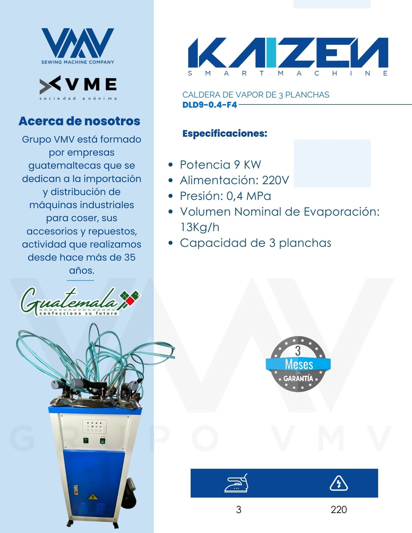 CALDERA DE VAPOR DE 3 PLANCHAS DLD9-0.4-F4