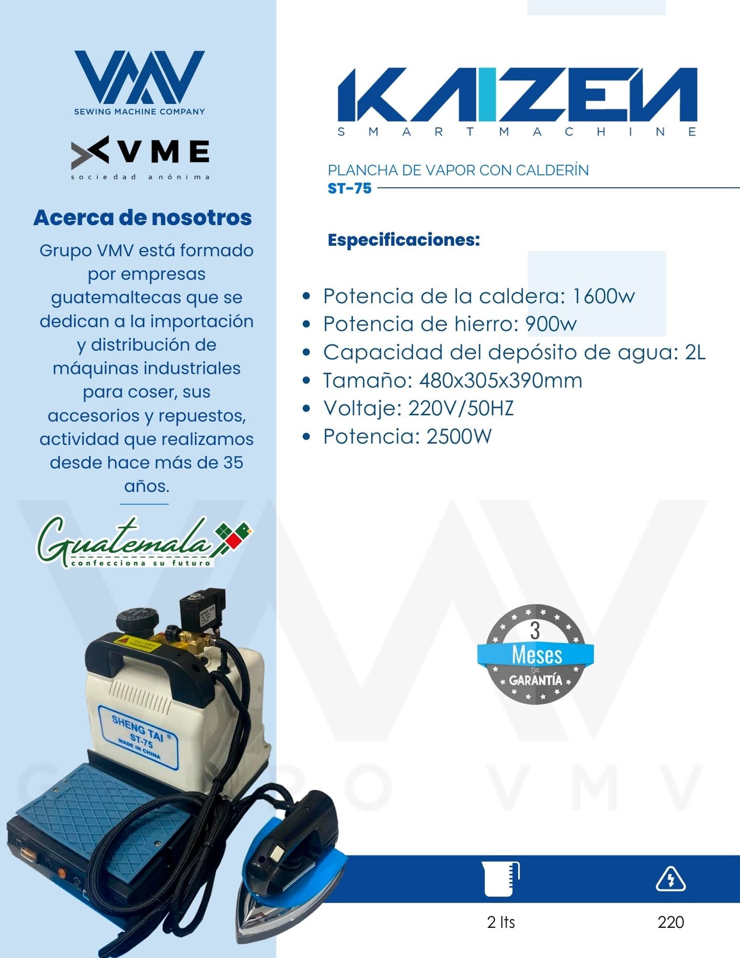 PLANCHA DE VAPOR CON CALDERÍN ST-75