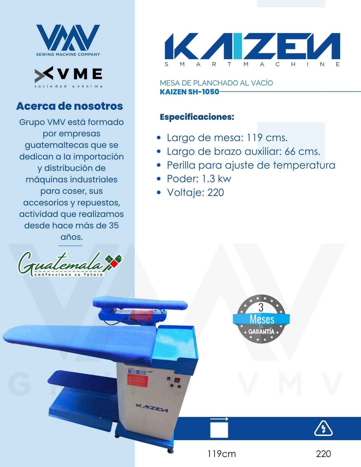 MESA DE PLANCHADO AL VACÍO KAIZEN SH-1050