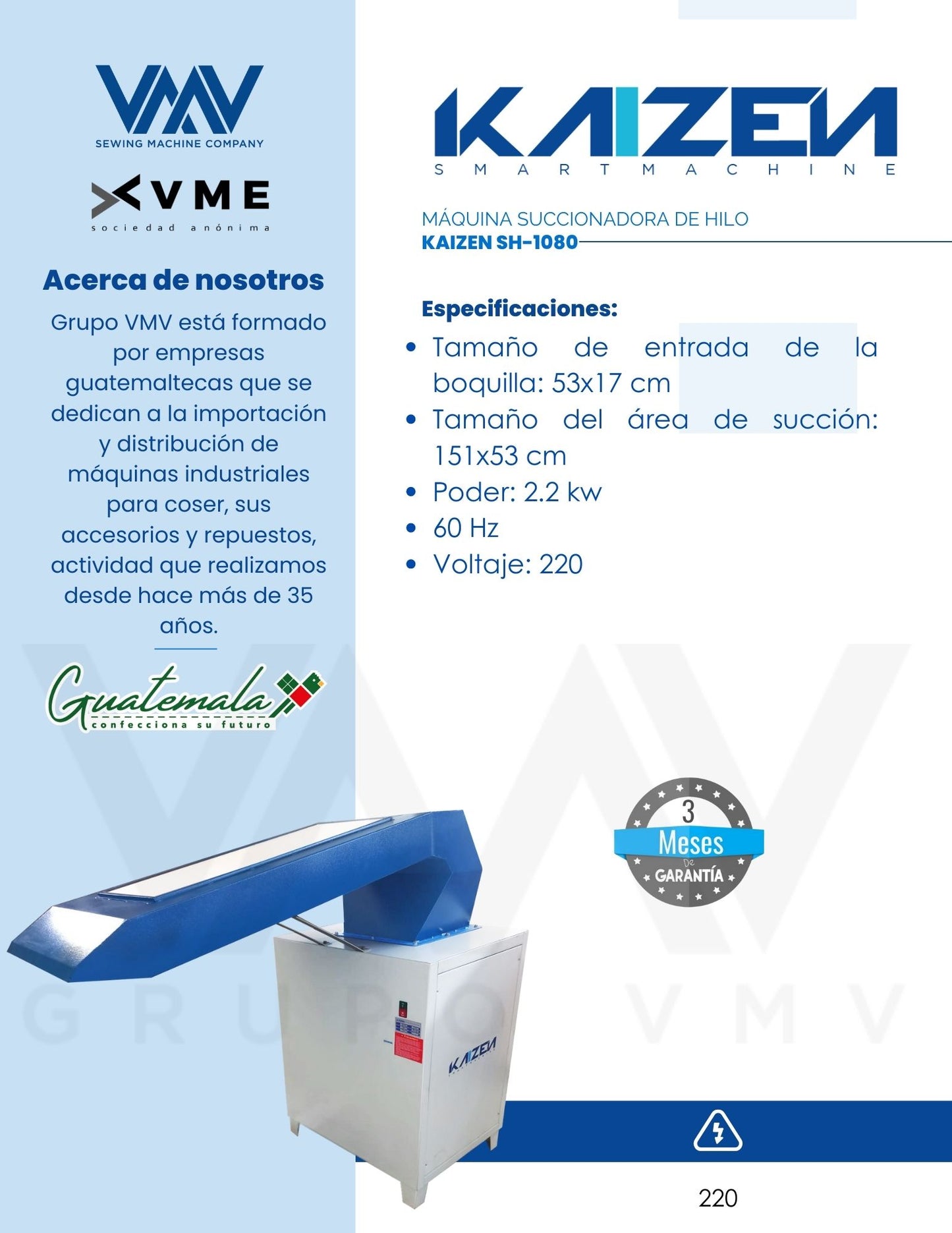MÁQUINA SUCCIONADORA DE HILO KAIZEN SH-1080