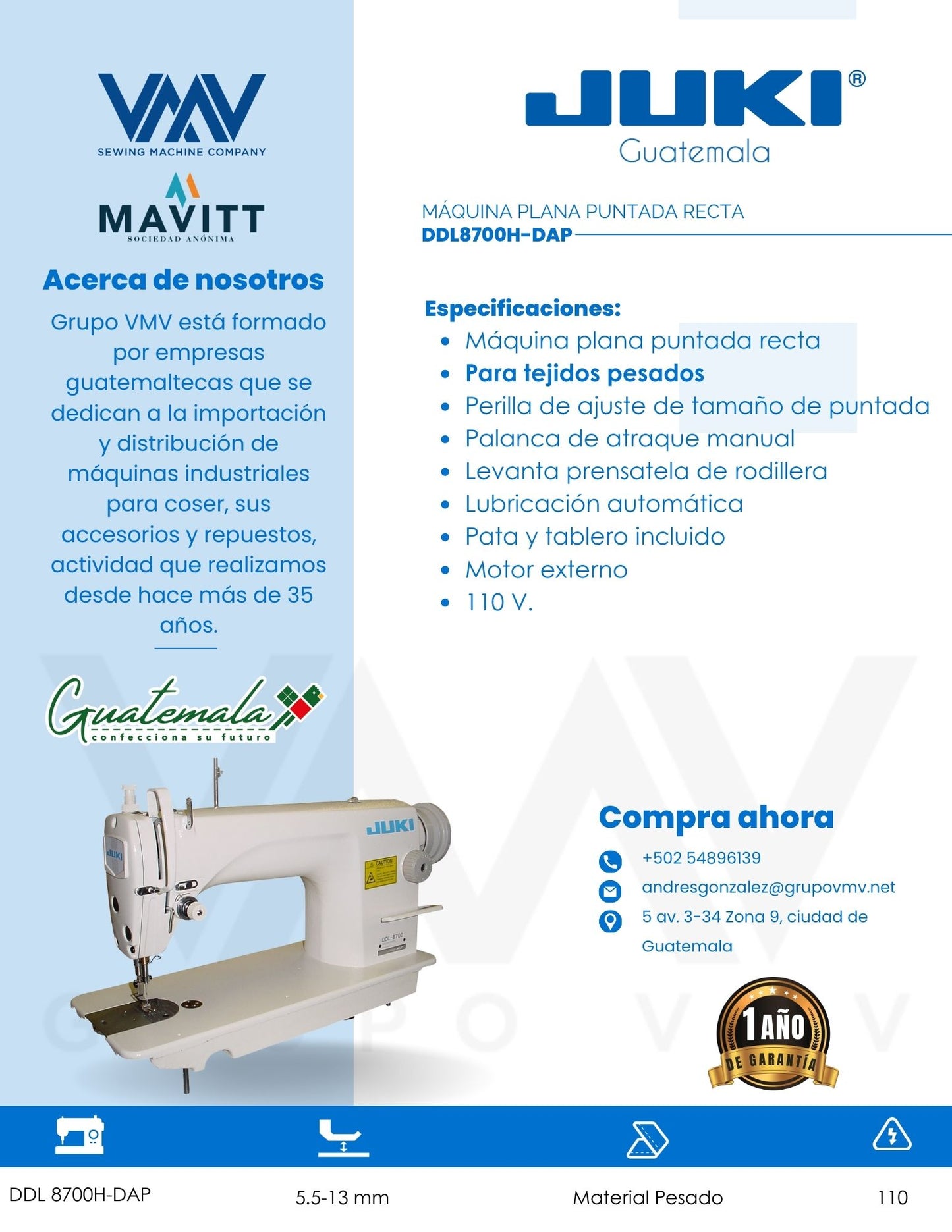 Máquina de coser Plana  JUKI DDL8700H-DAP