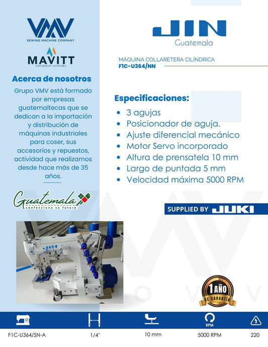 Máquina de coser collaretera Jin F1C-U364/NN