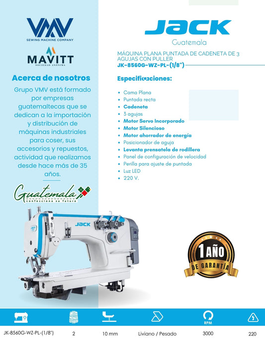 MÁQUINA DE COSER CADENETA DE 3 AGUJAS JACK JK-8560-WZ-PL-(1/8)