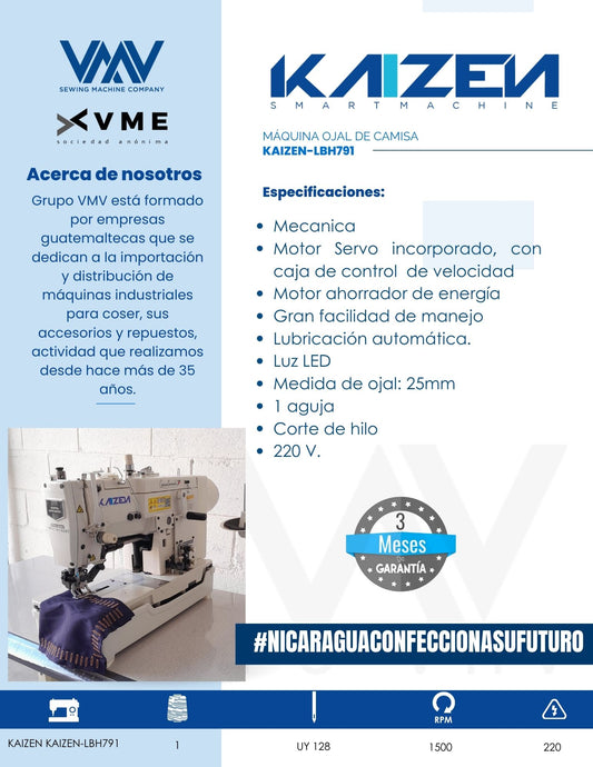 MÁQUINA DE COSER  PARA OJAL DE CAMISA KAIZEN LBH791