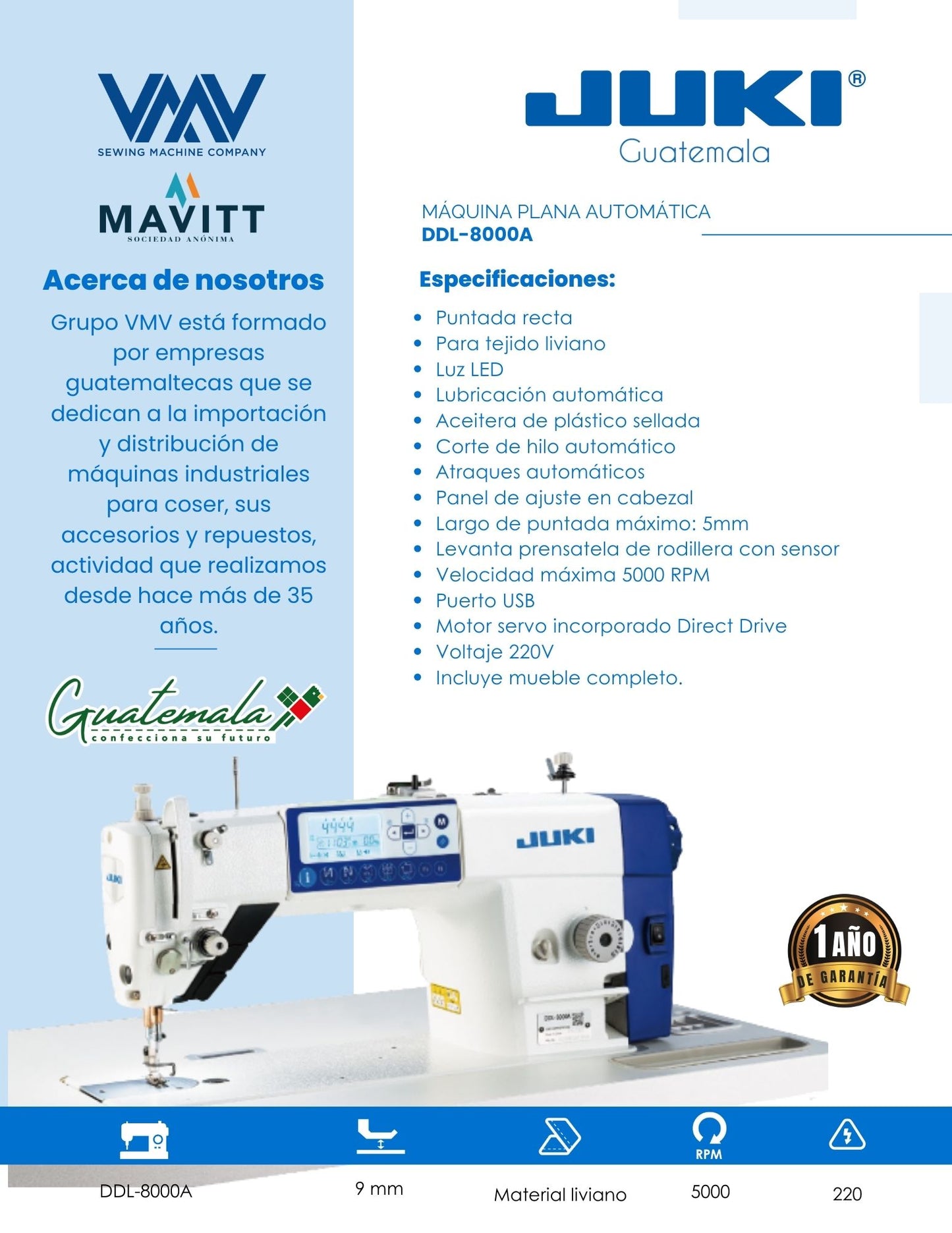 Máquina plana puntada recta JUKI DDL-8000A