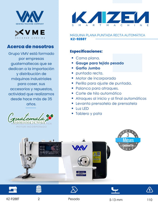 MÁQUINA DE COSER PLANA PUNTADA RECTA AUTOMÁTICA MARCA VMV