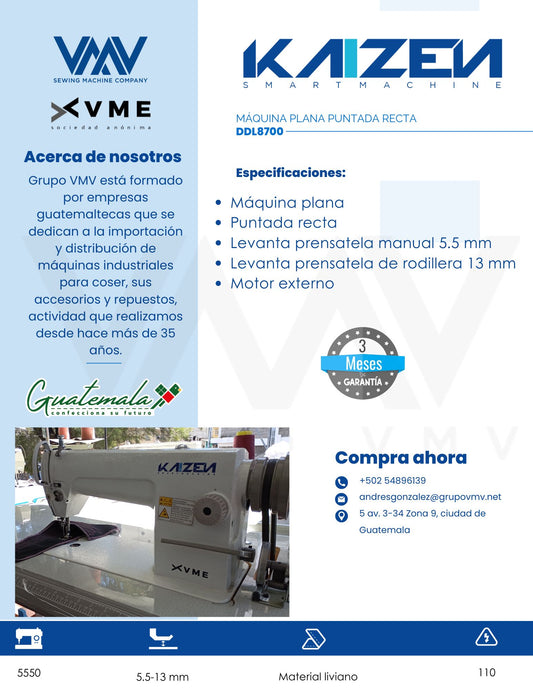 MÁQUINA DE COSER PLANA KAIZEN DDL 8700.