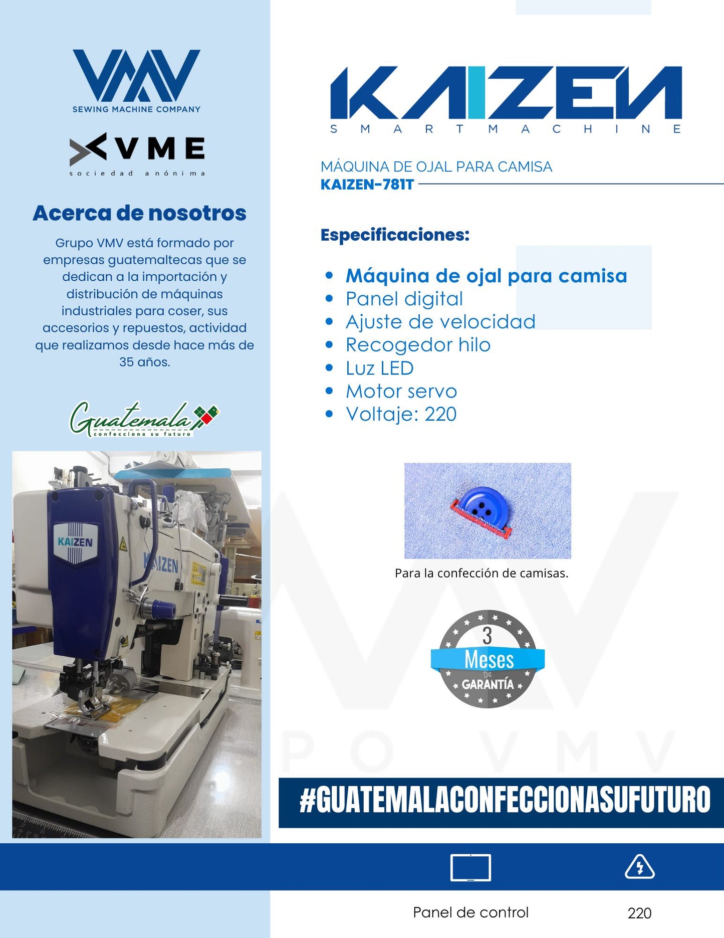 MÁQUINA DE COSER PARA OJAL DE CAMISA KAIZEN 781T