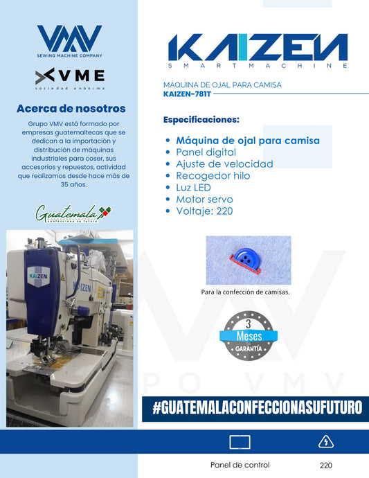 MÁQUINA DE COSER PARA OJAL DE CAMISA KAIZEN 781T